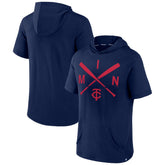 Minnesota Twins Fanatics Iconic Rebel Short Sleeve Hooded Top - Navy - Fanatics on Sale