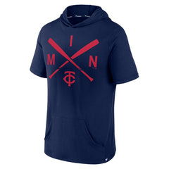 Minnesota Twins Fanatics Iconic Rebel Short Sleeve Hooded Top - Navy - Fanatics on Sale