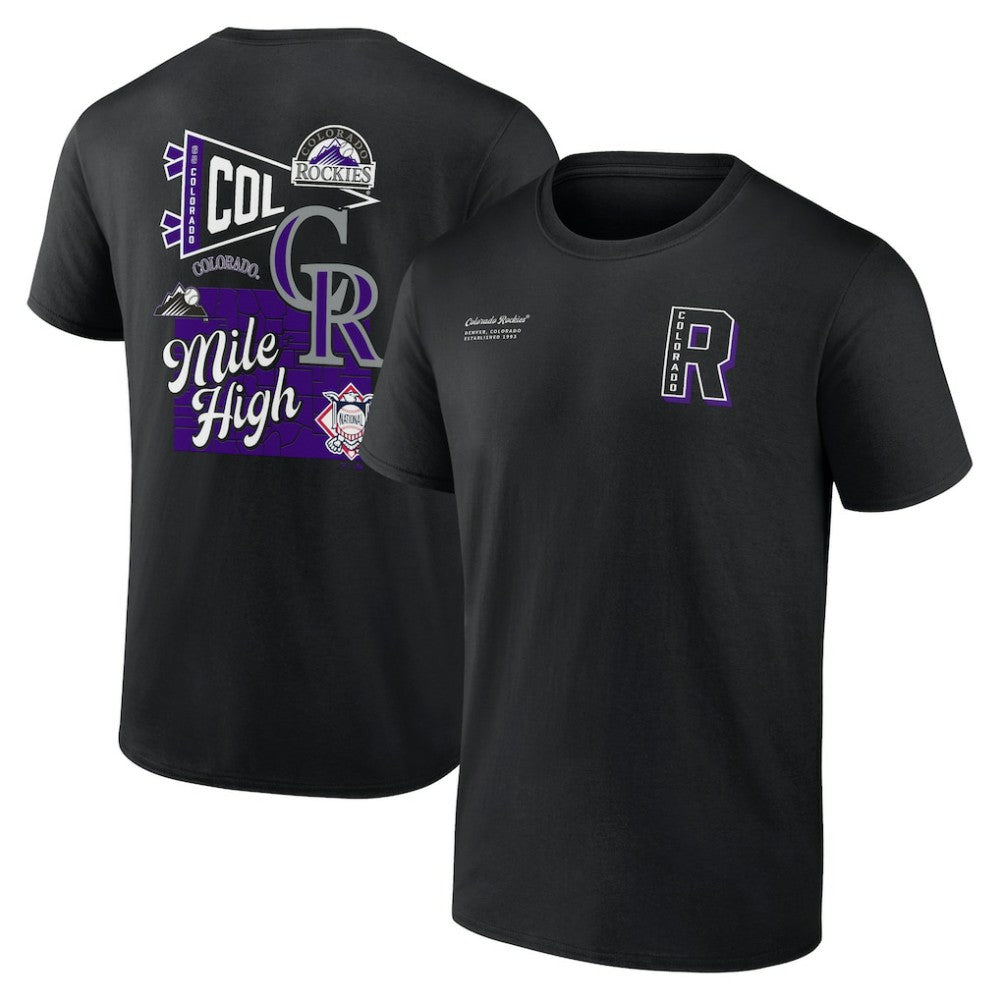 Colorado Rockies Fanatics Split Zone T-Shirt - Black - Fanatics Lifestyle