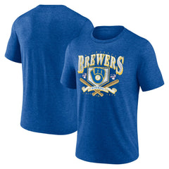 Milwaukee Brewers Fanatics Home Team Tri-Blend T-Shirt - Heather Royal - Fanatics Discount