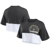 Fanatics New Orleans Saints Women's Boxy Color Split Cropped T-Shirt Black/White