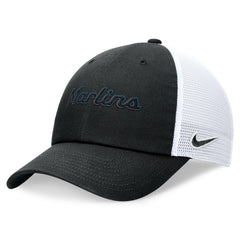 Miami Marlins Nike Wordmark Adjustable Trucker Hat - Black - Nike on Sale