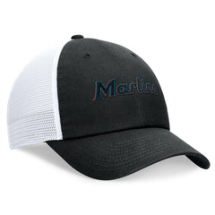 Miami Marlins Nike Wordmark Adjustable Trucker Hat - Black - Nike on Sale