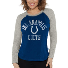 Indianapolis Colts G-III 4Her by Carl Banks Women's Waffle Knit Raglan Long Sleeve T-Shirt Royal/Heather Gray