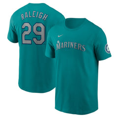 Cal Raleigh Seattle Mariners Nike Fuse Name & Number Inline T-Shirt - Aqua - Nike on Sale