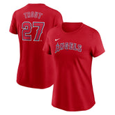 Mike Trout Los Angeles Angels Nike Women's Cooperstown Collection Fuse Name & Number T-Shirt - Red - Nike Lifestyle
