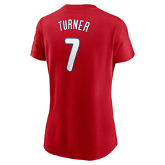 Trea Turner Philadelphia Phillies Nike Women's Cooperstown Collection Fuse Name & Number T-Shirt - Red - Nike Sale