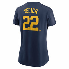 Christian Yelich Milwaukee Brewers Nike Women's Cooperstown Collection Fuse Name & Number T-Shirt - Navy - Nike Lifestyle