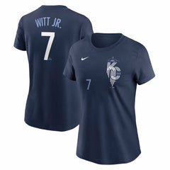 Bobby Witt Jr. Kansas City Royals Nike Women's City Connect Fuse Name & Number T-Shirt - Navy - Nike on Sale