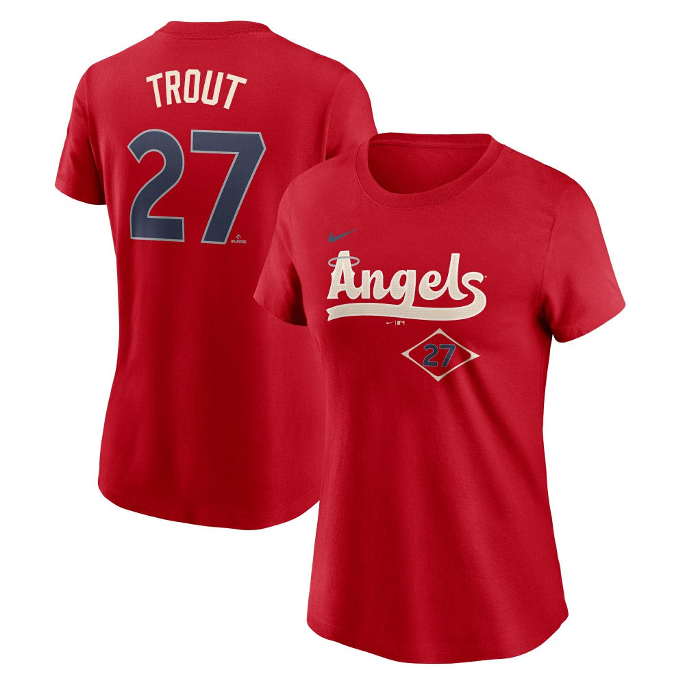 Mike Trout Los Angeles Angels Nike Women's 2024 City Connect Fuse Player Name & Number T-Shirt - Red - Nike Discount