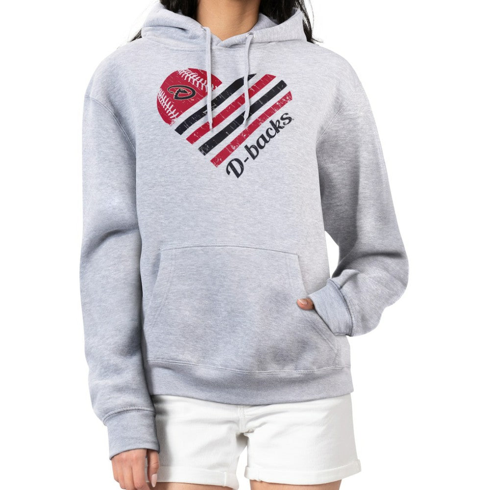 Arizona Diamondbacks G-III 4Her by Carl Banks Women's Heart Fleece Pullover Hoodie - Heather Gray - MLB Sale