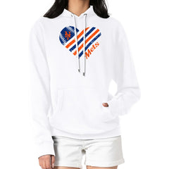 New York Mets G-III 4Her by Carl Banks Women's Heart Fleece Pullover Hoodie - White - MLB Sale