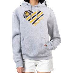 San Diego Padres G-III 4Her by Carl Banks Women's Heart Fleece Pullover Hoodie - Heather Gray - MLB Lifestyle