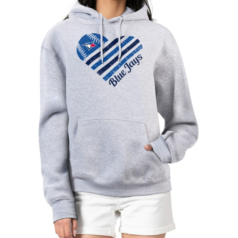 Toronto Blue Jays G-III 4Her by Carl Banks Women's Heart Fleece Pullover Hoodie - Heather Gray - MLB on Sale