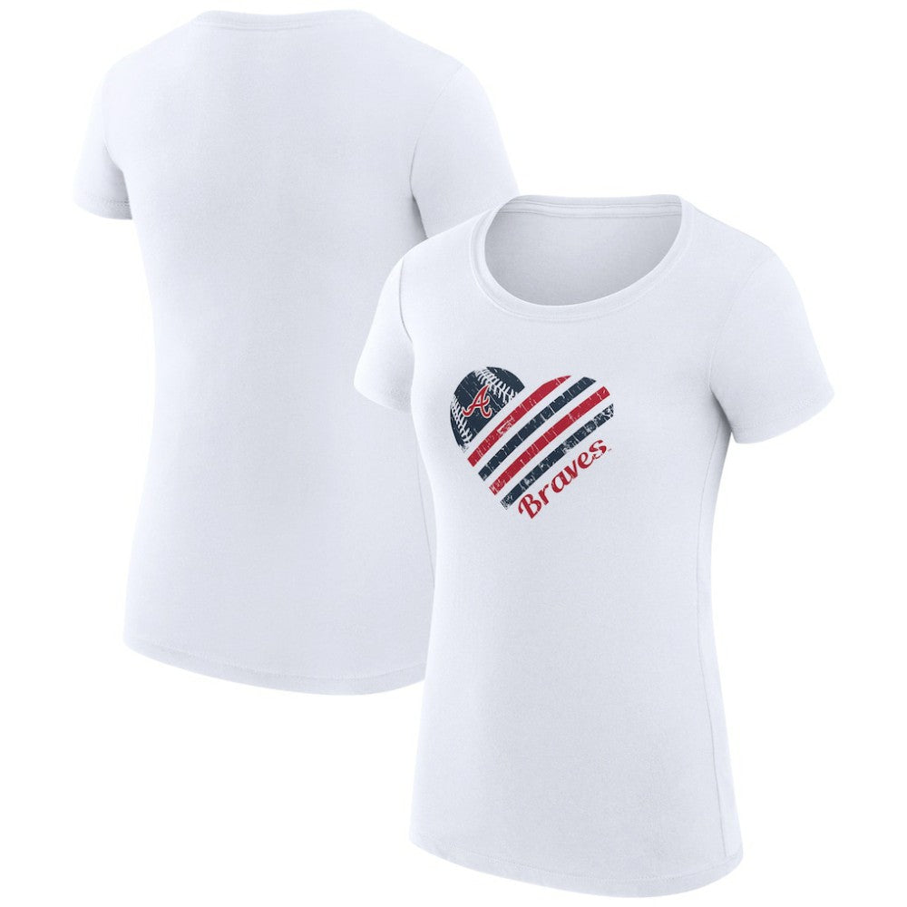 Atlanta Braves G-III 4Her by Carl Banks Women's Super-Slim Fit Lightweight Heart Graphic T-Shirt - White - MLB Lifestyle