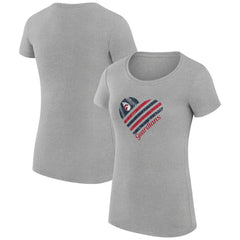 Cleveland Guardians G-III 4Her by Carl Banks Women's Super-Slim Fit Lightweight Heart Graphic T-Shirt - Heather Gray - MLB Lifestyle
