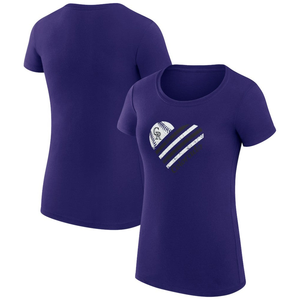 Colorado Rockies G-III 4Her by Carl Banks Women's Super-Slim Fit Lightweight Heart Graphic T-Shirt - Purple - MLB Discount