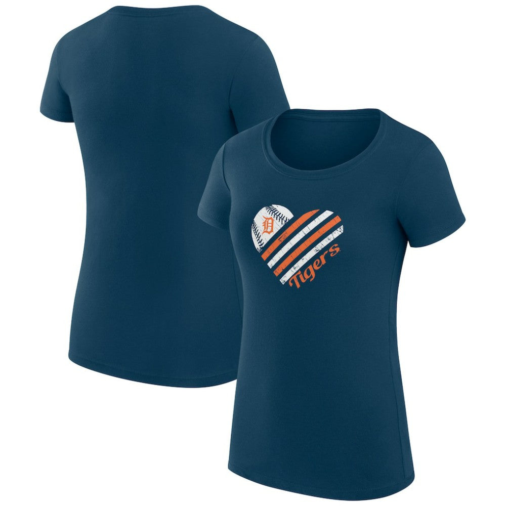 Detroit Tigers G-III 4Her by Carl Banks Women's Super-Slim Fit Lightweight Heart Graphic T-Shirt - Navy - MLB Lifestyle