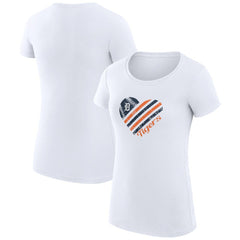 Detroit Tigers G-III 4Her by Carl Banks Women's Super-Slim Fit Lightweight Heart Graphic T-Shirt - White - MLB on Sale