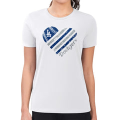 Los Angeles Dodgers G-III 4Her by Carl Banks Women's Super-Slim Fit Lightweight Heart Graphic T-Shirt - White - MLB Lifestyle