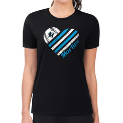Miami Marlins G-III 4Her by Carl Banks Women's Super-Slim Fit Lightweight Heart Graphic T-Shirt - Black - MLB Online