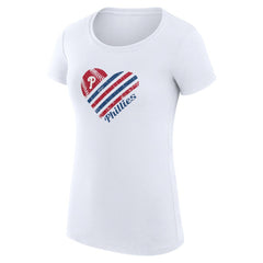 Philadelphia Phillies G-III 4Her by Carl Banks Women's Super-Slim Fit Lightweight Heart Graphic T-Shirt - White - MLB Lifestyle
