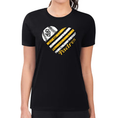 San Diego Padres G-III 4Her by Carl Banks Women's Super-Slim Fit Lightweight Heart Graphic T-Shirt - Black - MLB on Sale