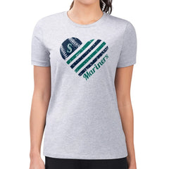 Seattle Mariners G-III 4Her by Carl Banks Women's Super-Slim Fit Lightweight Heart Graphic T-Shirt - Heather Gray - MLB Online
