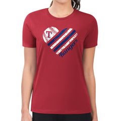 Texas Rangers G-III 4Her by Carl Banks Women's Super-Slim Fit Lightweight Heart Graphic T-Shirt - Red - MLB Discount