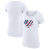 Texas Rangers G-III 4Her by Carl Banks Women's Super-Slim Fit Lightweight Heart Graphic T-Shirt - White - MLB Lifestyle