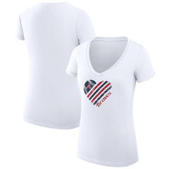 Atlanta Braves G-III 4Her by Carl Banks Women's Super-Slim Fit Lightweight Heart V-Neck T-Shirt - White - MLB Sale
