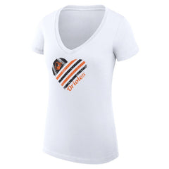 Baltimore Orioles G-III 4Her by Carl Banks Women's Super-Slim Fit Lightweight Heart V-Neck T-Shirt - White - MLB Online