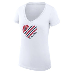 Boston Red Sox G-III 4Her by Carl Banks Women's Super-Slim Fit Lightweight Heart V-Neck T-Shirt - White - MLB Online
