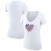 Chicago Cubs G-III 4Her by Carl Banks Women's Super-Slim Fit Lightweight Heart V-Neck T-Shirt - White - MLB Sale