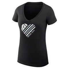 Chicago White Sox G-III 4Her by Carl Banks Women's Super-Slim Fit Lightweight Heart V-Neck T-Shirt - Black - MLB Online