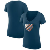 Detroit Tigers G-III 4Her by Carl Banks Women's Super-Slim Fit Lightweight Heart V-Neck T-Shirt - Navy - MLB Sale