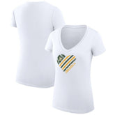 Athletics G-III 4Her by Carl Banks Women's Super-Slim Fit Lightweight Heart V-Neck T-Shirt - White - MLB Lifestyle