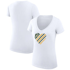 Athletics G-III 4Her by Carl Banks Women's Super-Slim Fit Lightweight Heart V-Neck T-Shirt - White - MLB Lifestyle