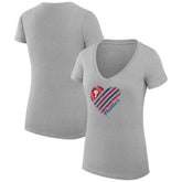 Philadelphia Phillies G-III 4Her by Carl Banks Women's Super-Slim Fit Lightweight Heart V-Neck T-Shirt - Heather Gray - MLB Discount
