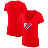 Philadelphia Phillies G-III 4Her by Carl Banks Women's Super-Slim Fit Lightweight Heart V-Neck T-Shirt - Red - MLB Sale
