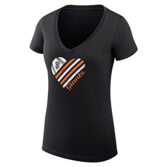 San Francisco Giants G-III 4Her by Carl Banks Women's Super-Slim Fit Lightweight Heart V-Neck T-Shirt - Black - MLB Sale