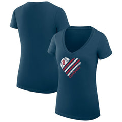 St. Louis Cardinals G-III 4Her by Carl Banks Women's Super-Slim Fit Lightweight Heart V-Neck T-Shirt - Navy - MLB Lifestyle