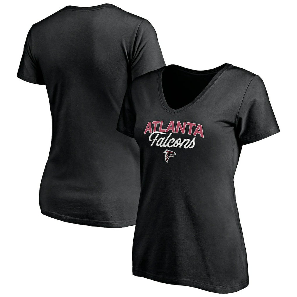 Atlanta Falcons Women's Depth Chart V-Neck T-Shirt Black