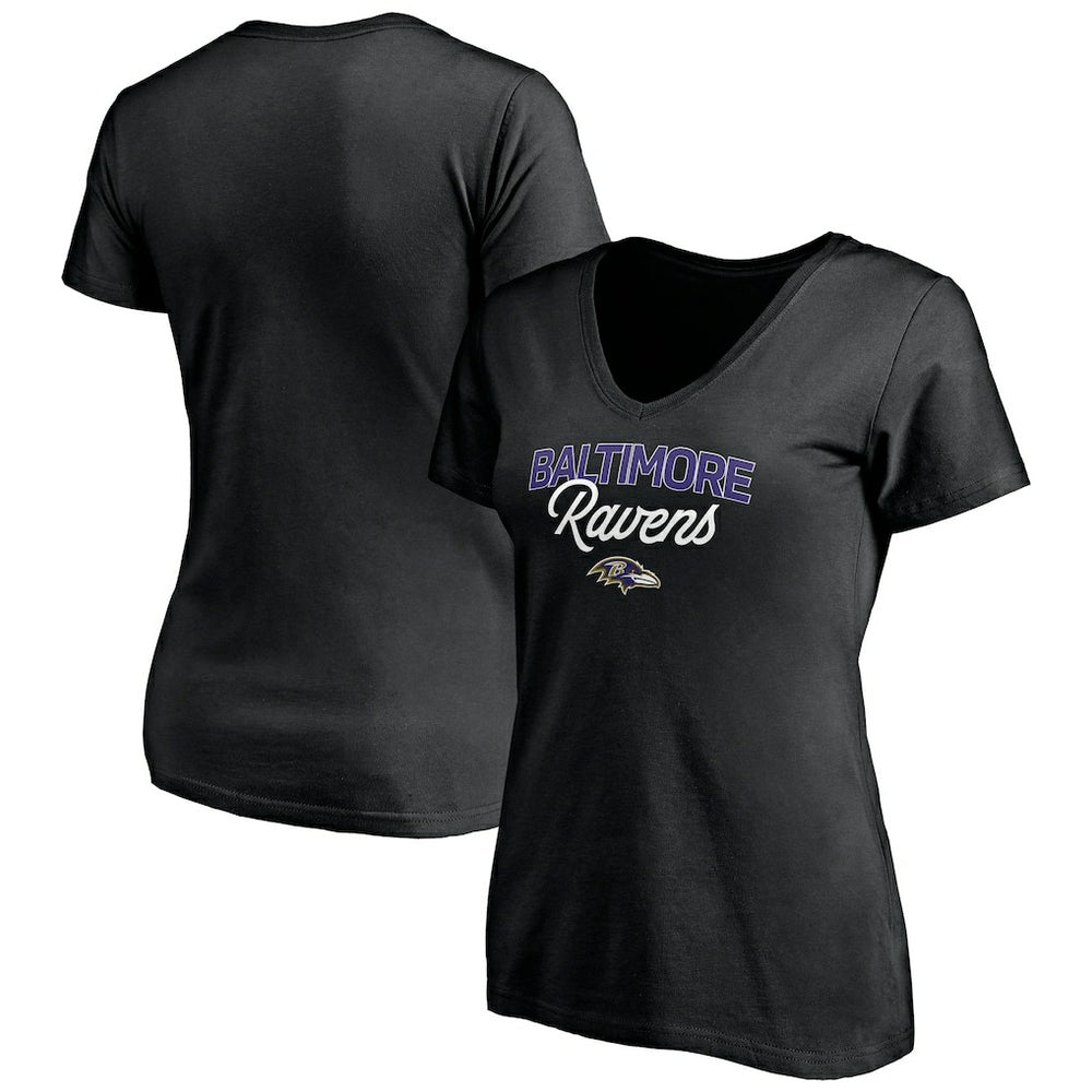 Baltimore Ravens Women's Depth Chart V-Neck T-Shirt Black