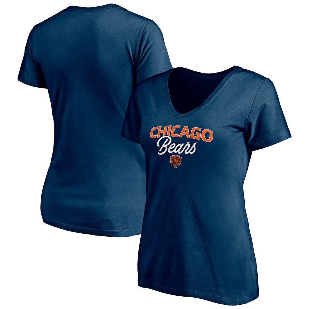 Chicago Bears Women's Depth Chart V-Neck T-Shirt Navy