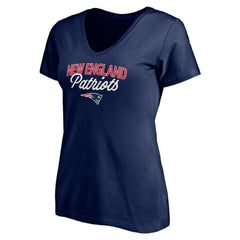 New England Patriots Women's Depth Chart V-Neck T-Shirt Navy