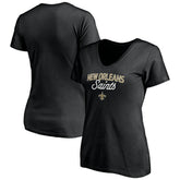 New Orleans Saints Women's Depth Chart V-Neck T-Shirt Black