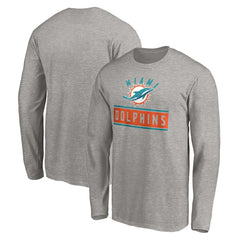 Miami Dolphins Team Arch Knockout Long Sleeve T-Shirt Heather Gray