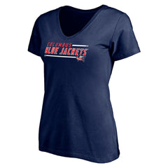 Columbus Blue Jackets Women's Mascot In Bounds V-Neck T-Shirt - Navy - NHL 200274537