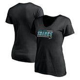 San Jose Sharks Women's Mascot In Bounds V-Neck T-Shirt - Black - NHL 200274550